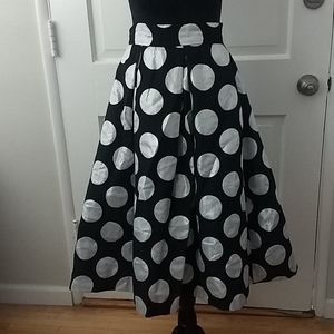 Elegant Black with Silver Polka Dot Skirt 16 NWOT